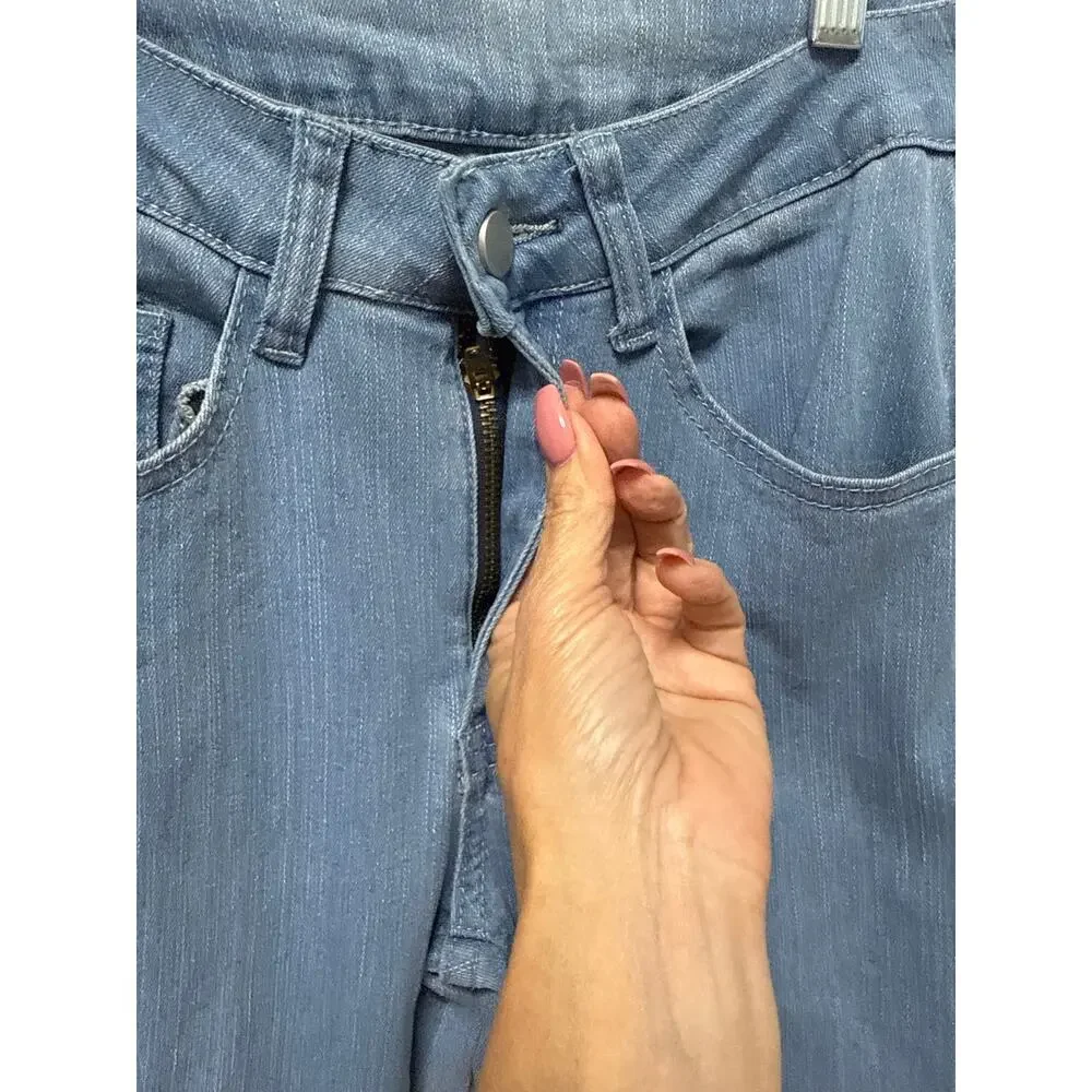 Rowme Kawaii Bow Detail Split Hem Flare Leg Jeans XS 2 Denim pink bows